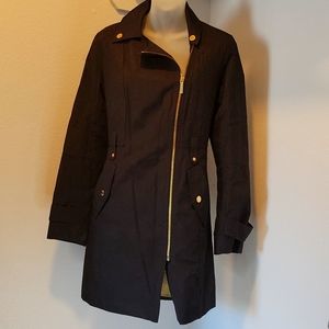 Black womens Michael Kors golden zipper trench coat